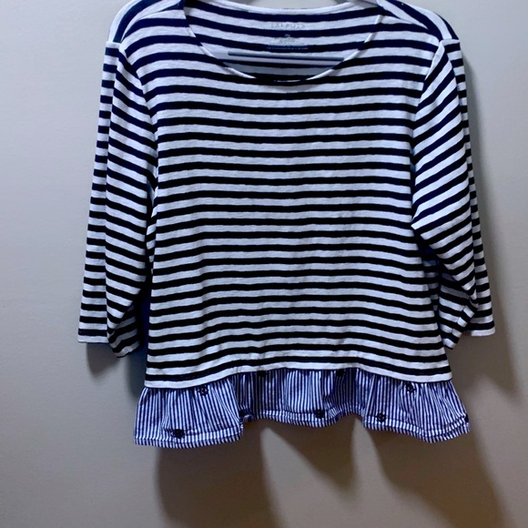 Navy and white striped top Talbots - Picture 1 of 5